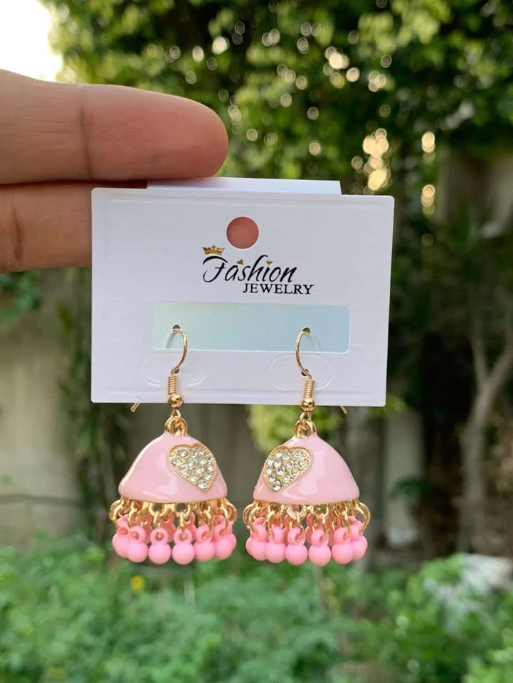 Crystal Heart-Centric Jhumkas