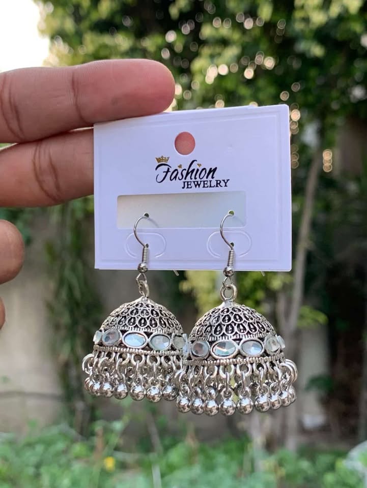 Heritage Silver Lattice Jhumka