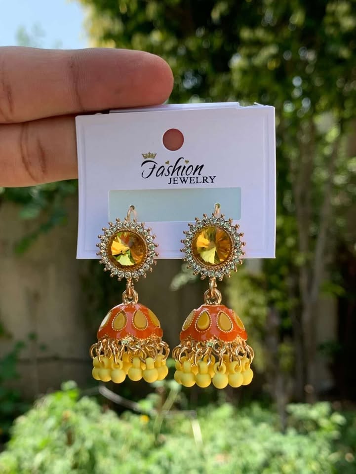Antique Contrast Jhumki Earrings