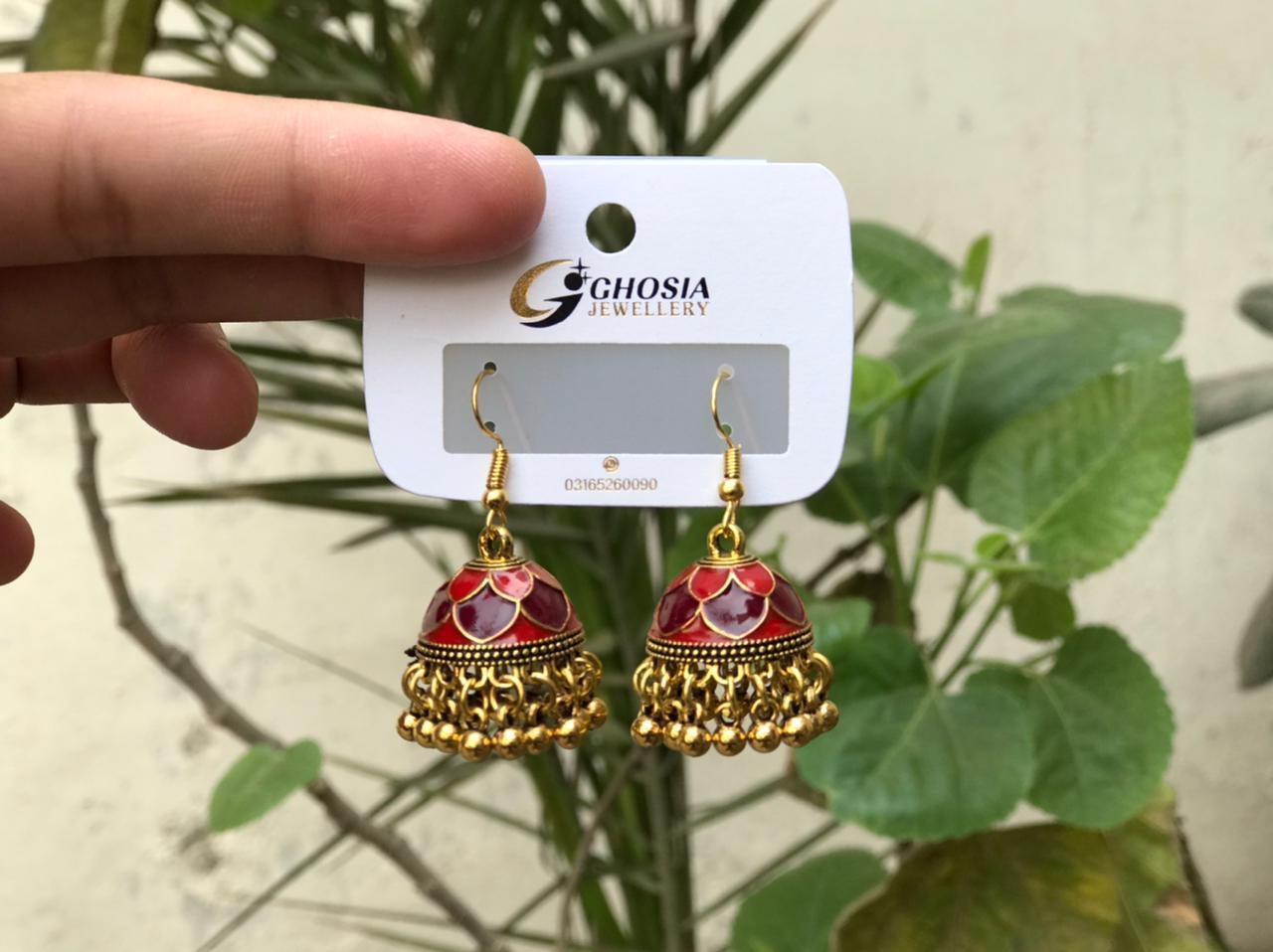 Aesthetic Royal Scalloped Enamel Jhumka