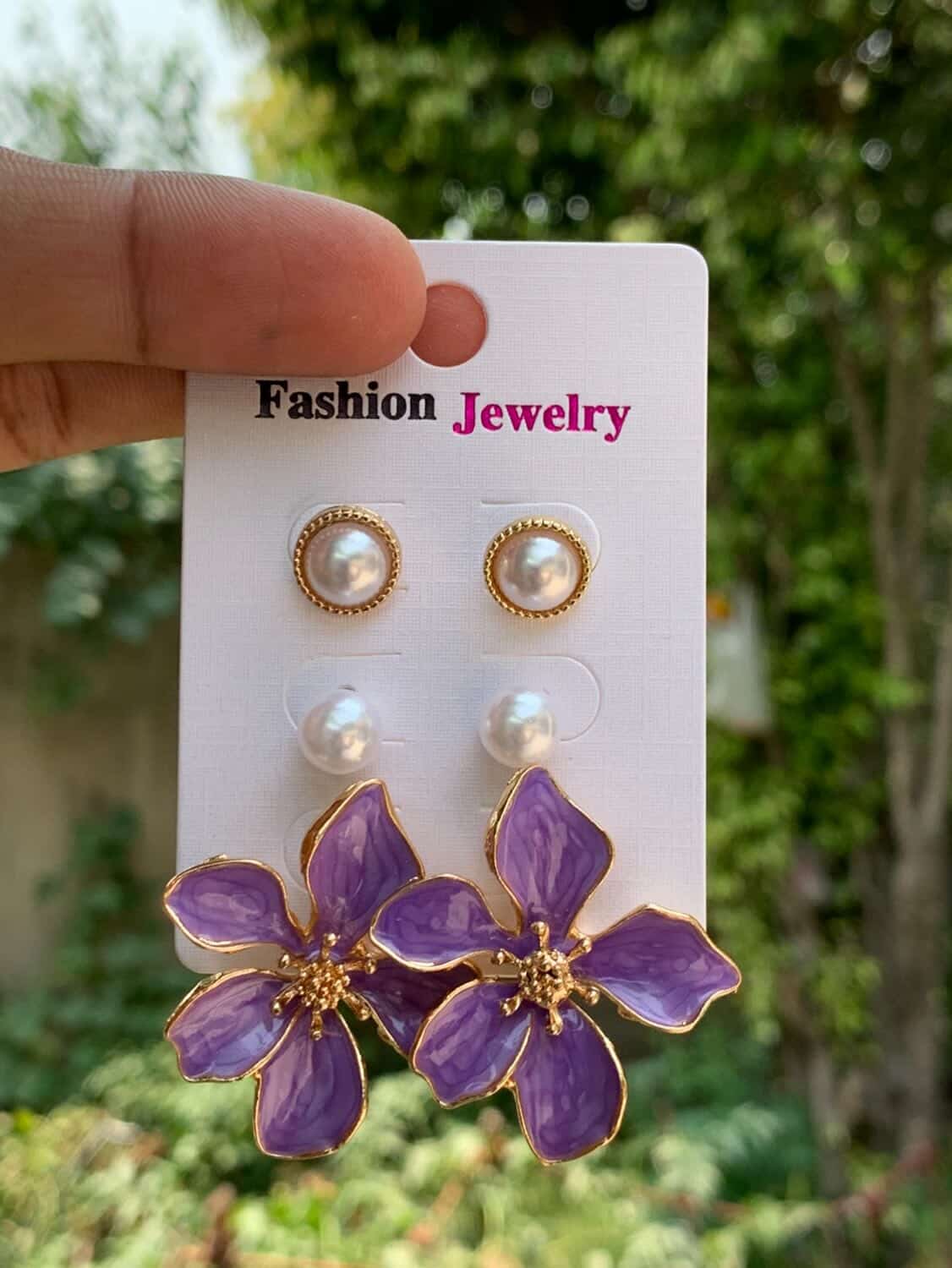 Midnight Bloom & Pearl Stud Set