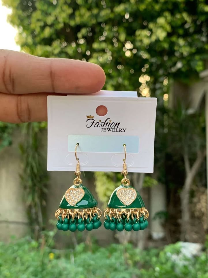 Crystal Heart-Centric Jhumkas