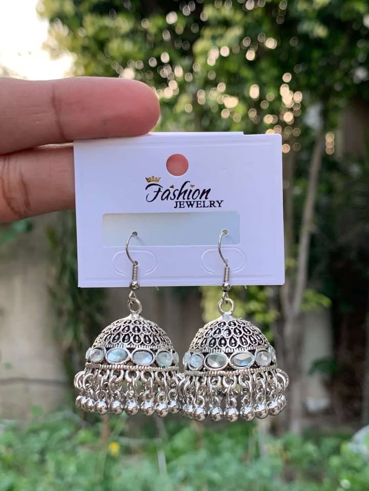 Heritage Silver Lattice Jhumka
