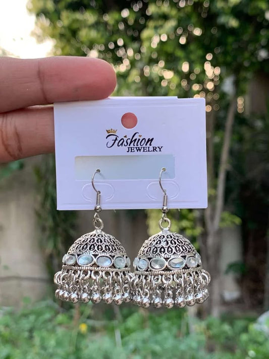 Heritage Silver Lattice Jhumka