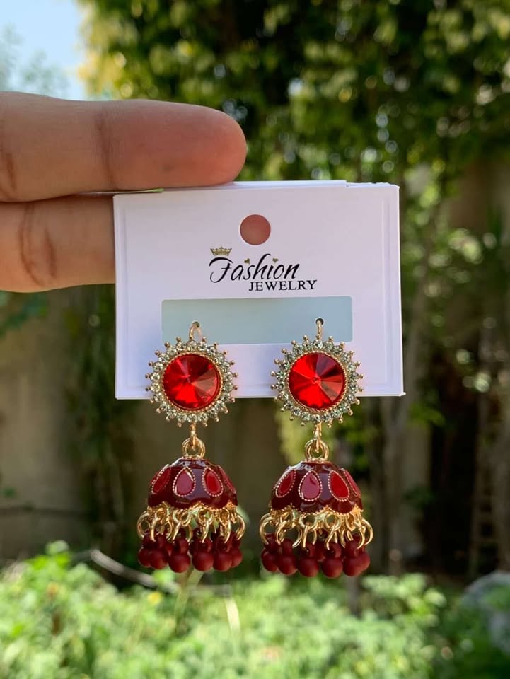 Antique Contrast Jhumki Earrings