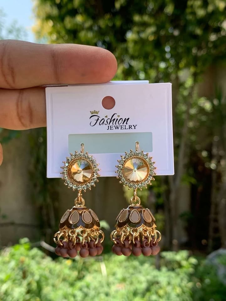 Antique Contrast Jhumki Earrings