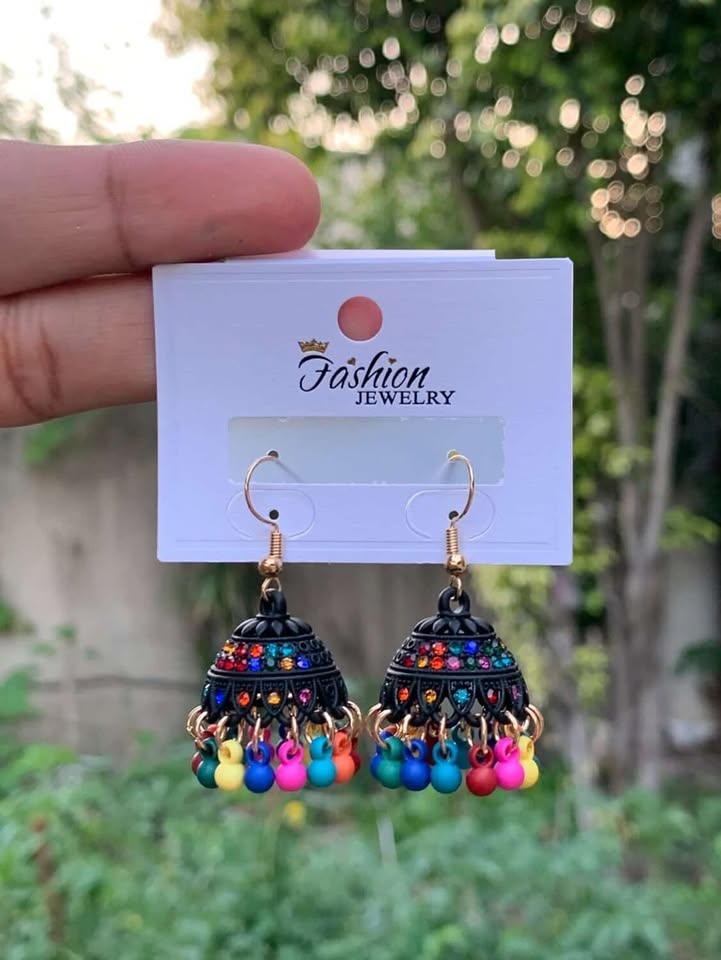 Aesthetic Obsidian Matte Textured Jhumkas