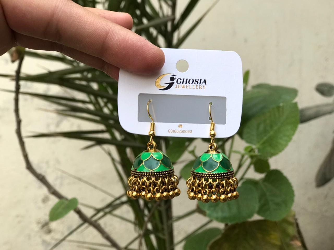 Aesthetic Royal Scalloped Enamel Jhumka