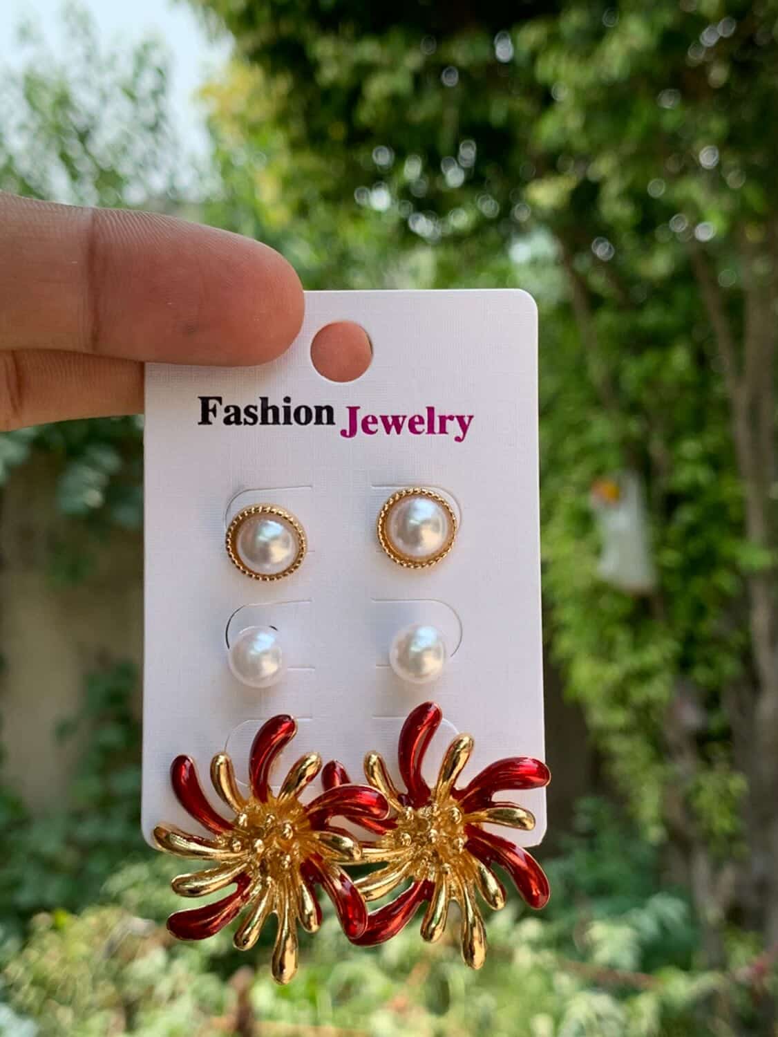 Golden Sunburst & Pearl Stud Set