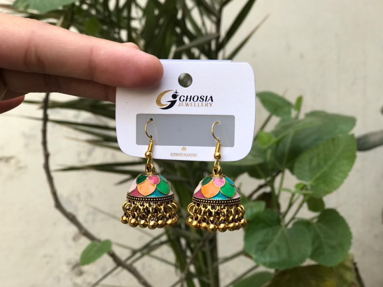 Aesthetic Royal Scalloped Enamel Jhumka