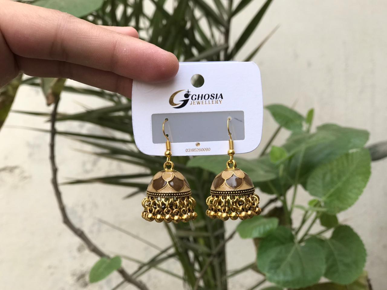 Aesthetic Royal Scalloped Enamel Jhumka