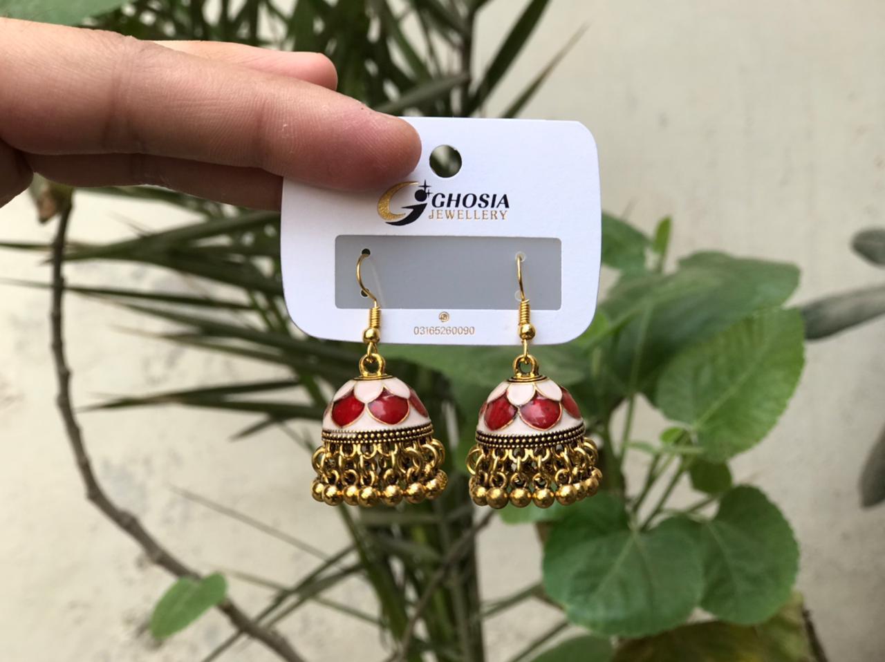 Aesthetic Royal Scalloped Enamel Jhumka