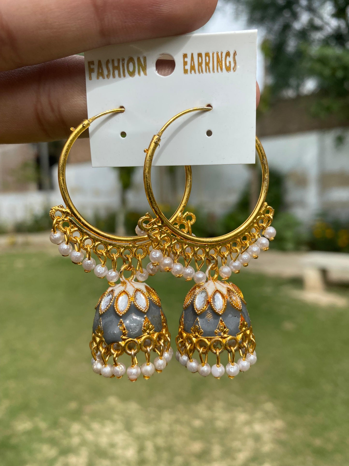 Geometric Meenakari Jhumka
