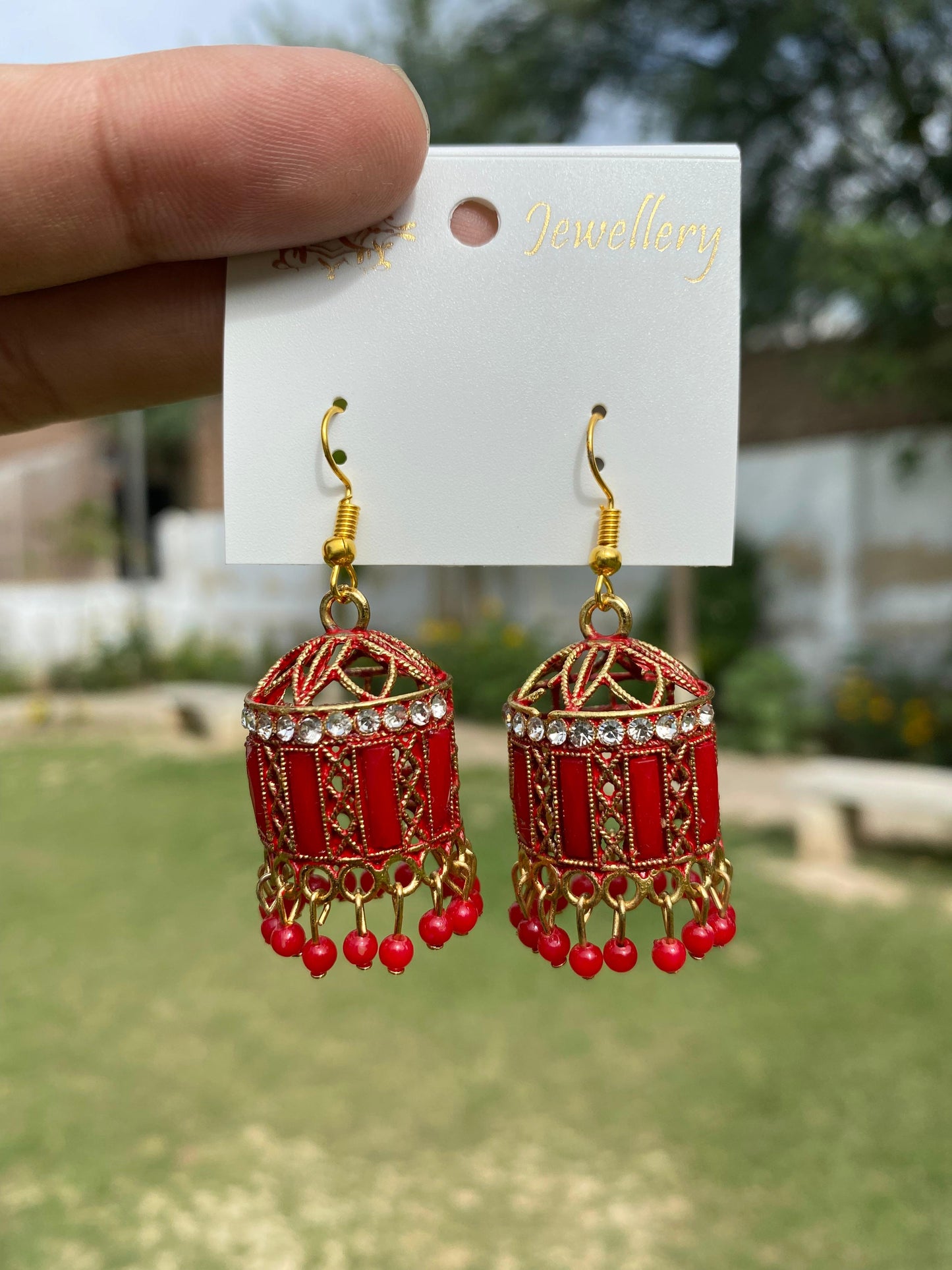 Cage-Style Crystal Jhumka