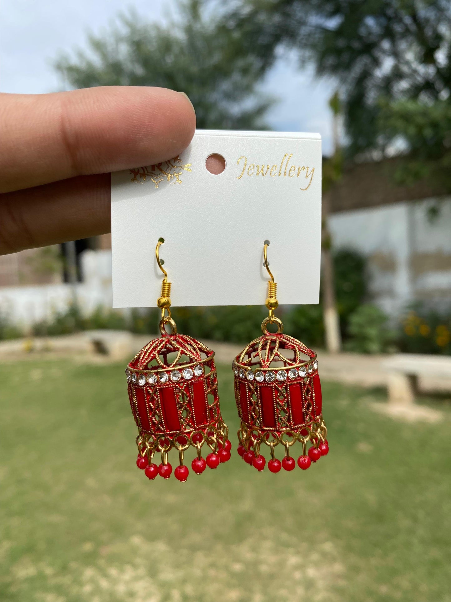Cage-Style Crystal Jhumka