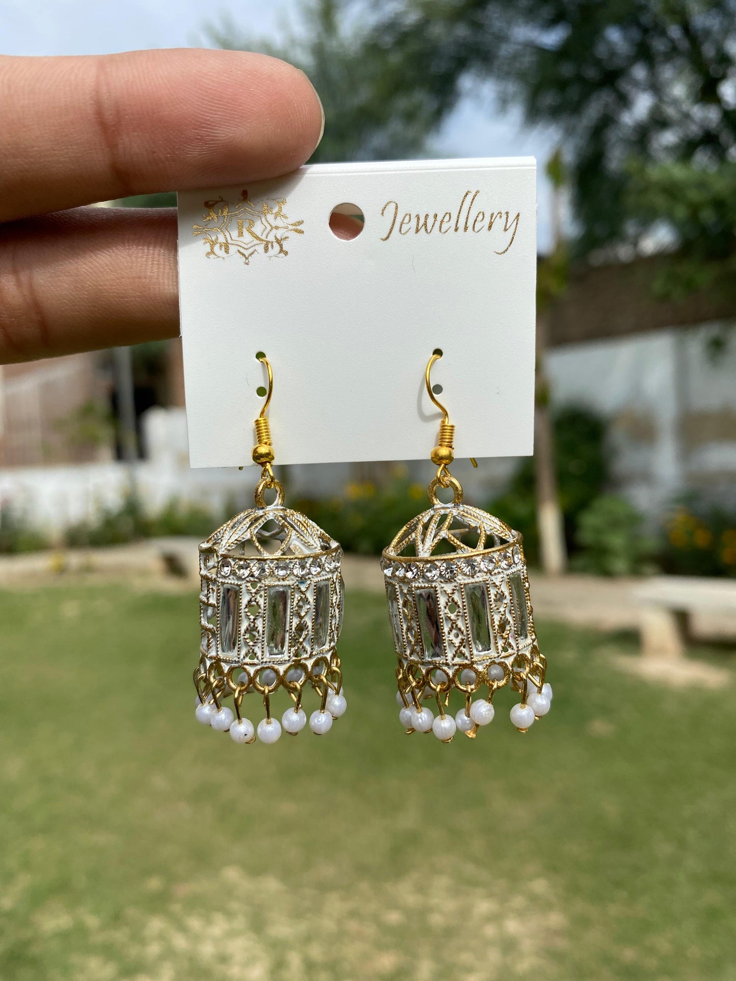 Cage-Style Crystal Jhumka