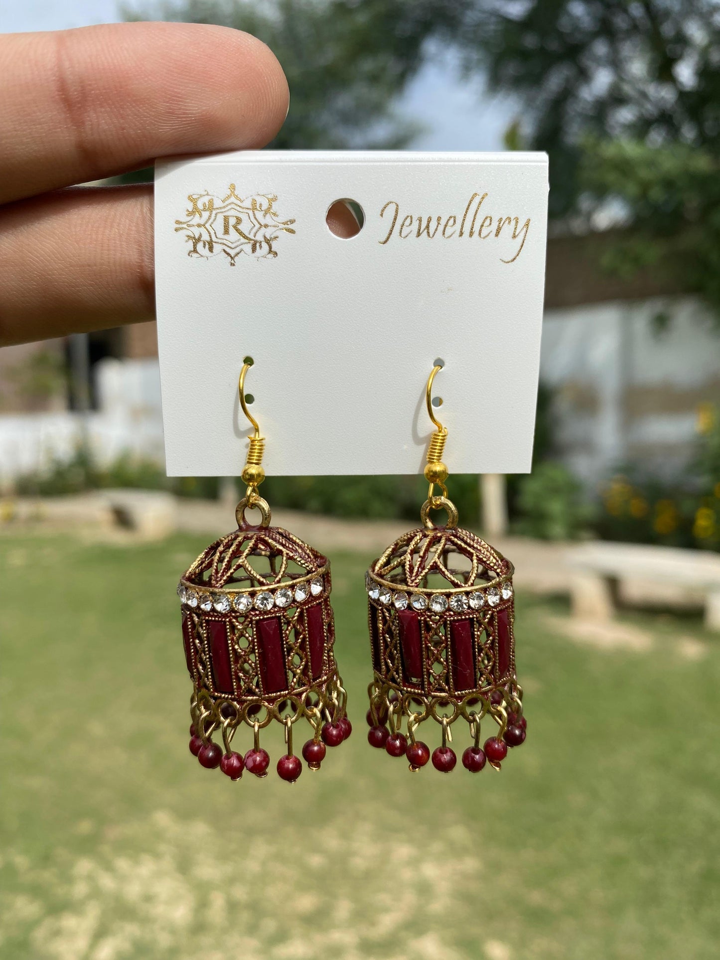 Cage-Style Crystal Jhumka