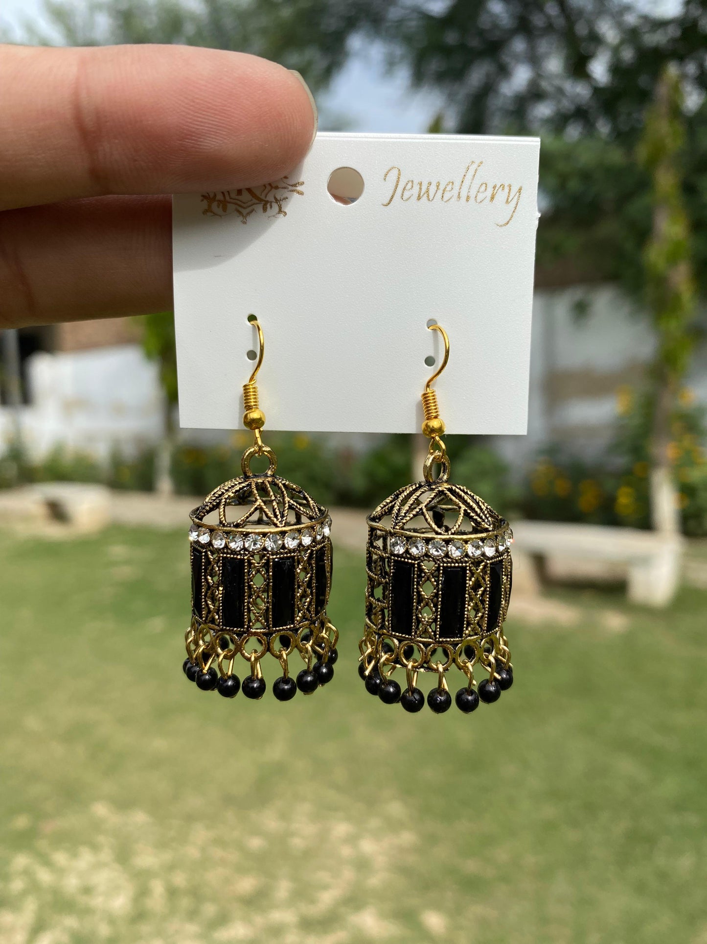 Cage-Style Crystal Jhumka