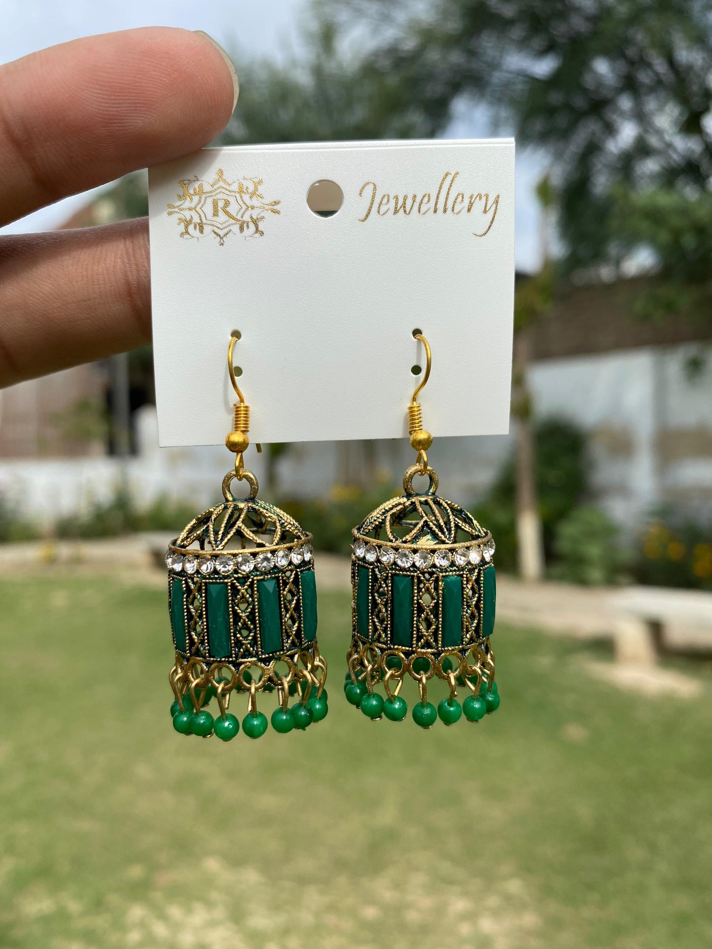 Cage-Style Crystal Jhumka