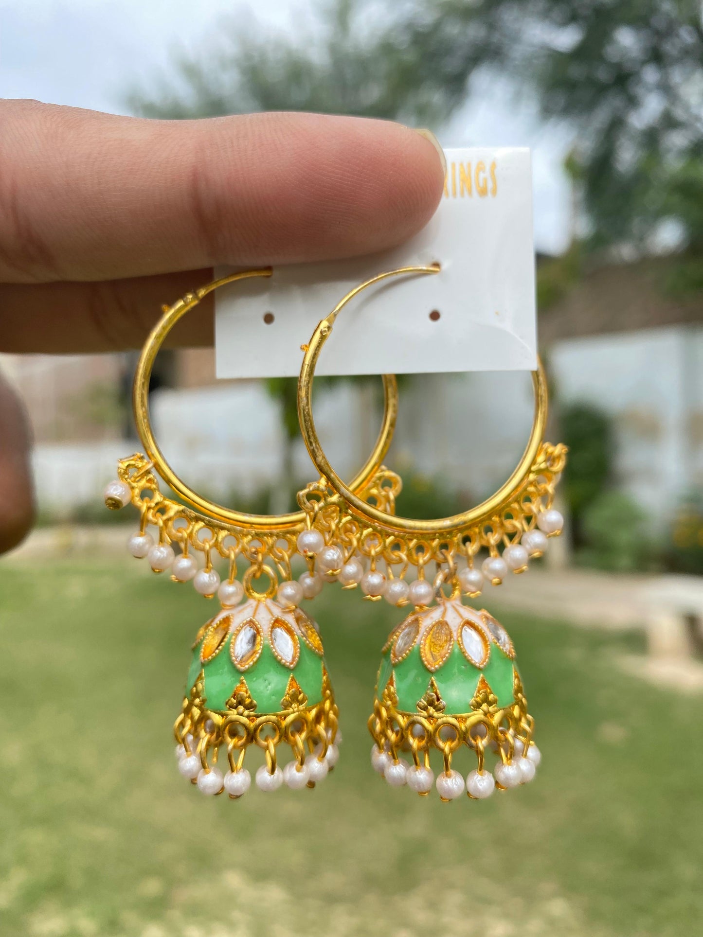 Geometric Meenakari Jhumka