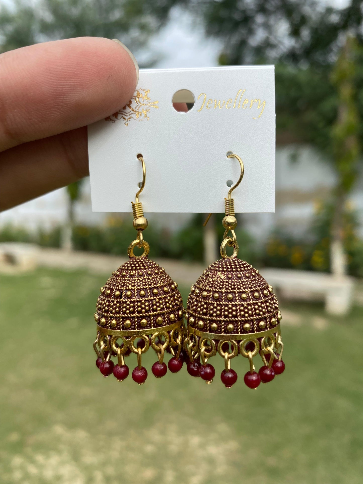 Textured Antique Bead Jhumka