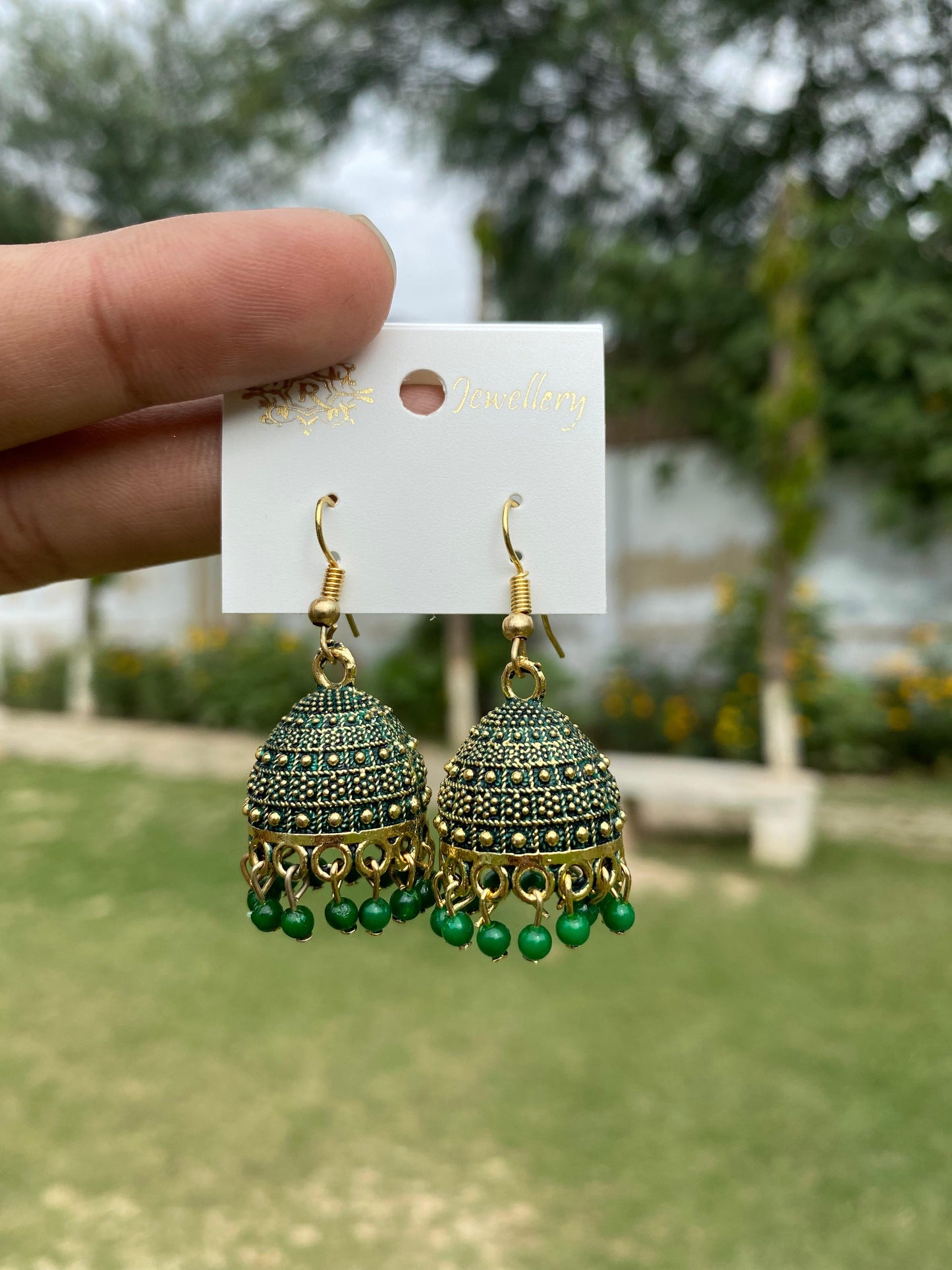 Textured Antique Bead Jhumka