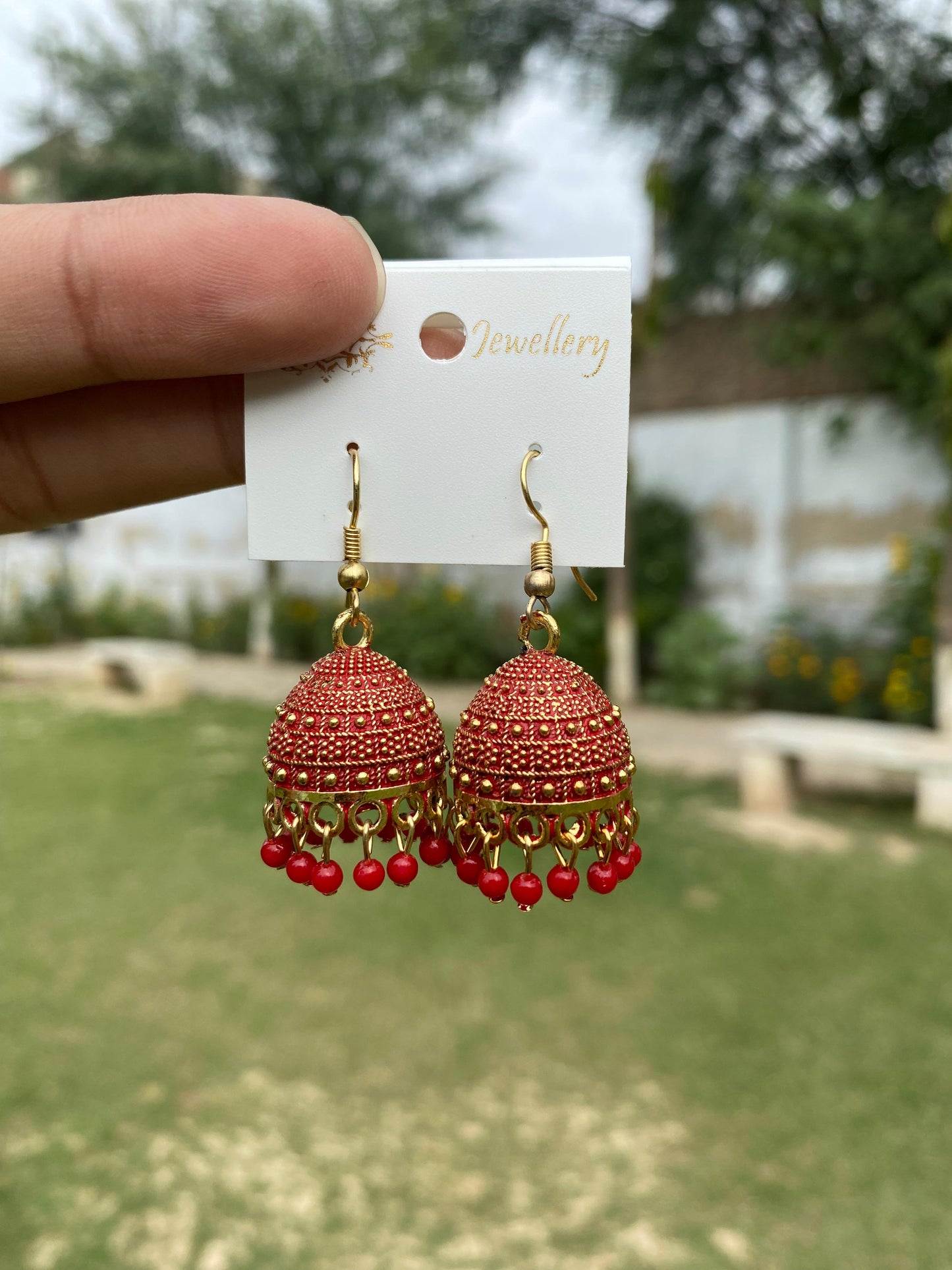 Textured Antique Bead Jhumka