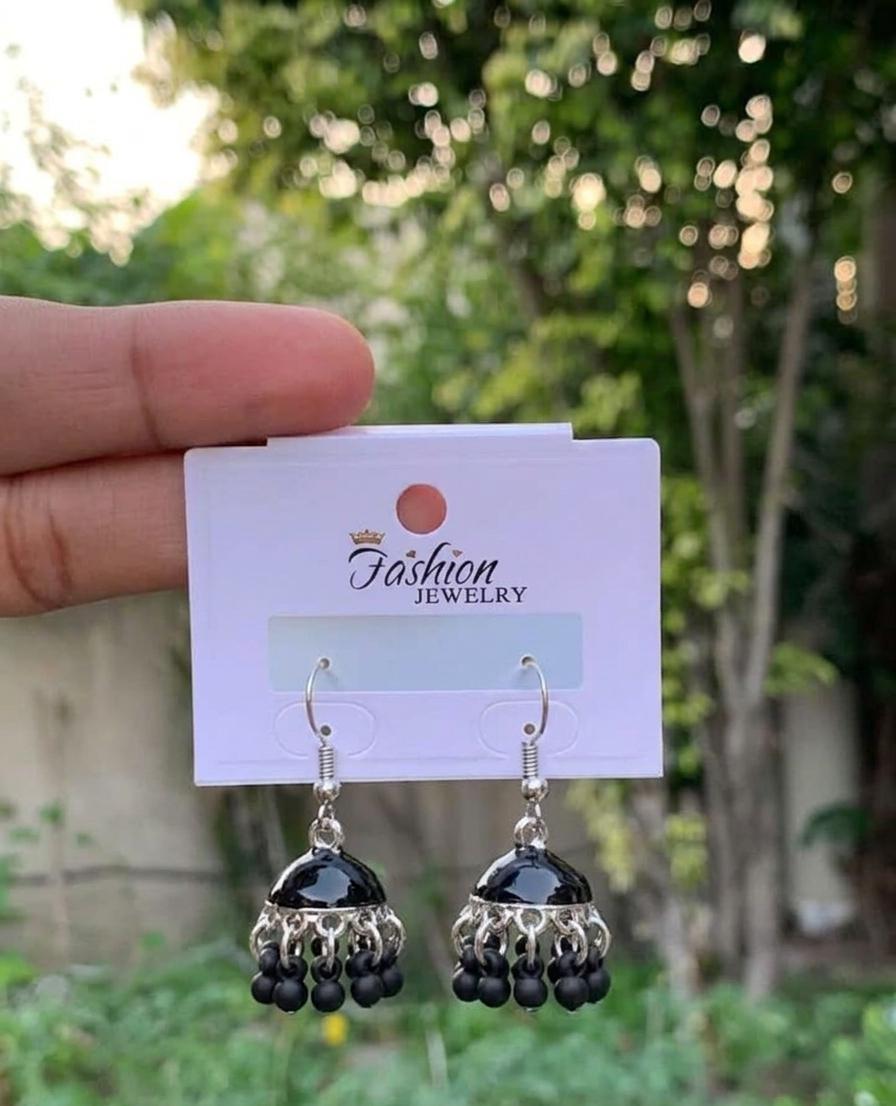 Midnight Onyx Meenakari Jhumka