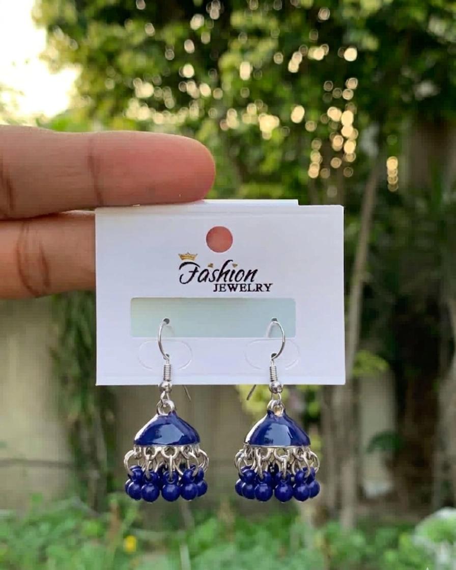 Midnight Onyx Meenakari Jhumka