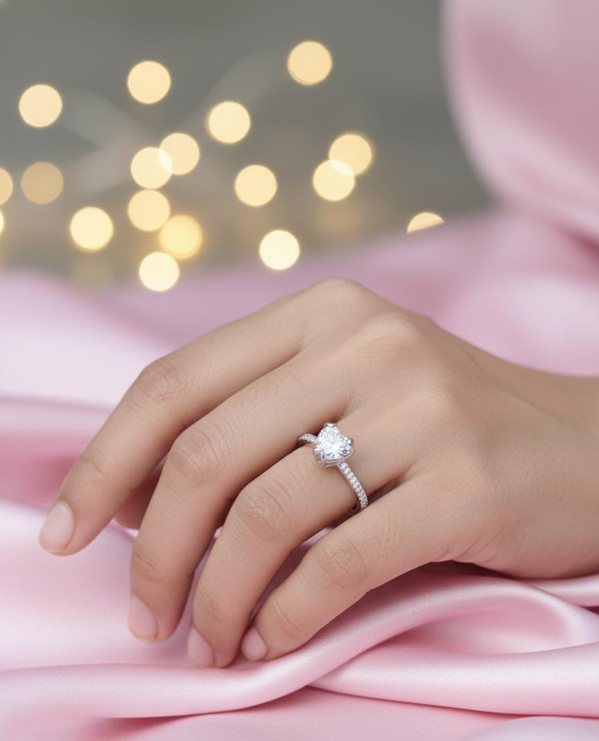 Sapphire Heart adjustable Promise Ring