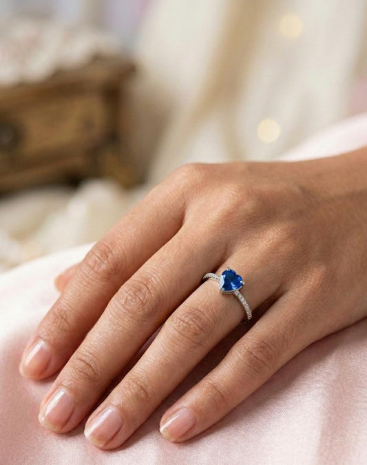 Sapphire Heart adjustable Promise Ring