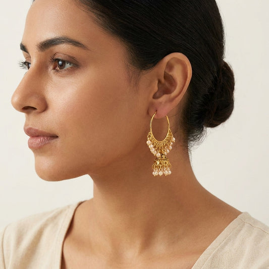 Golden Pearl Bali Jhumka