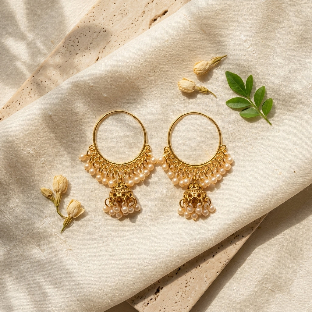 Golden Pearl Bali Jhumka