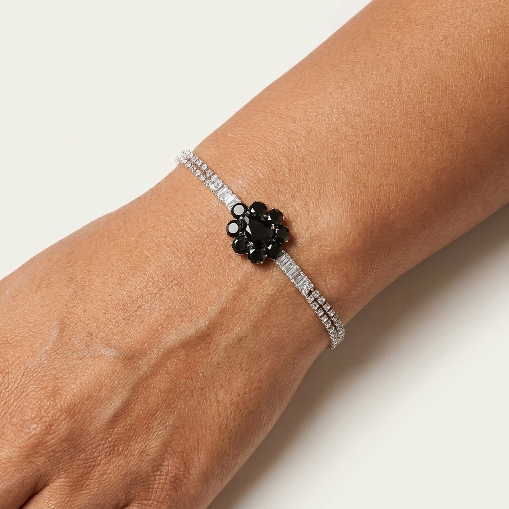 Noir Crystal Flower Bracelet