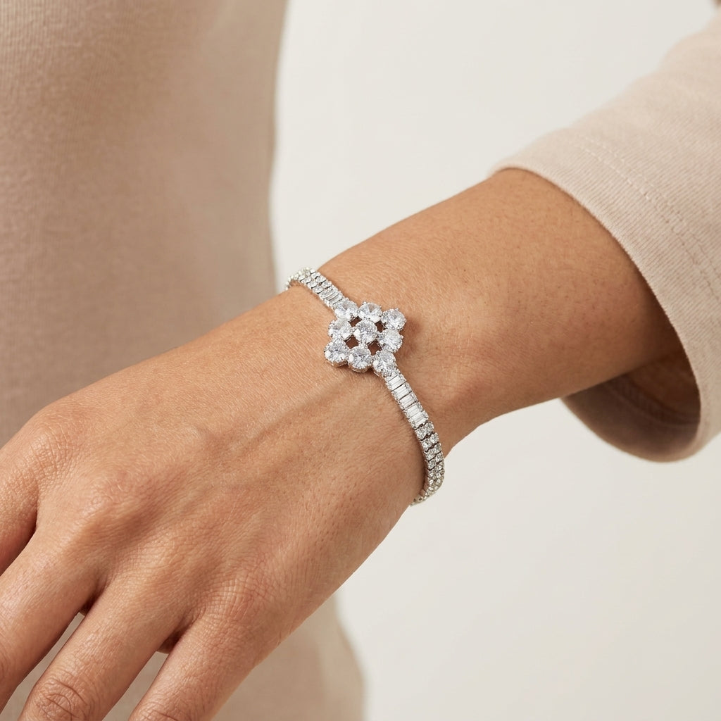 Noir Crystal Flower Bracelet