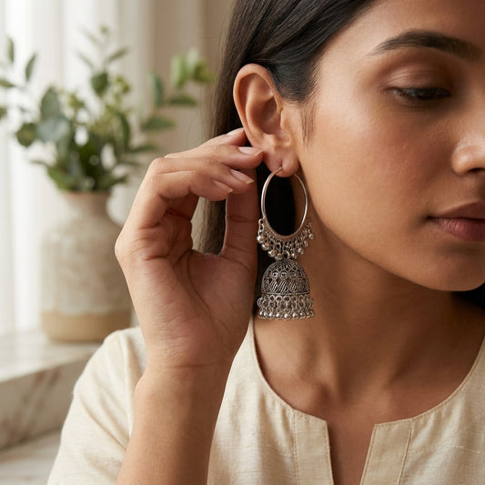 Pearl-Encrusted Chandbali Jhumka