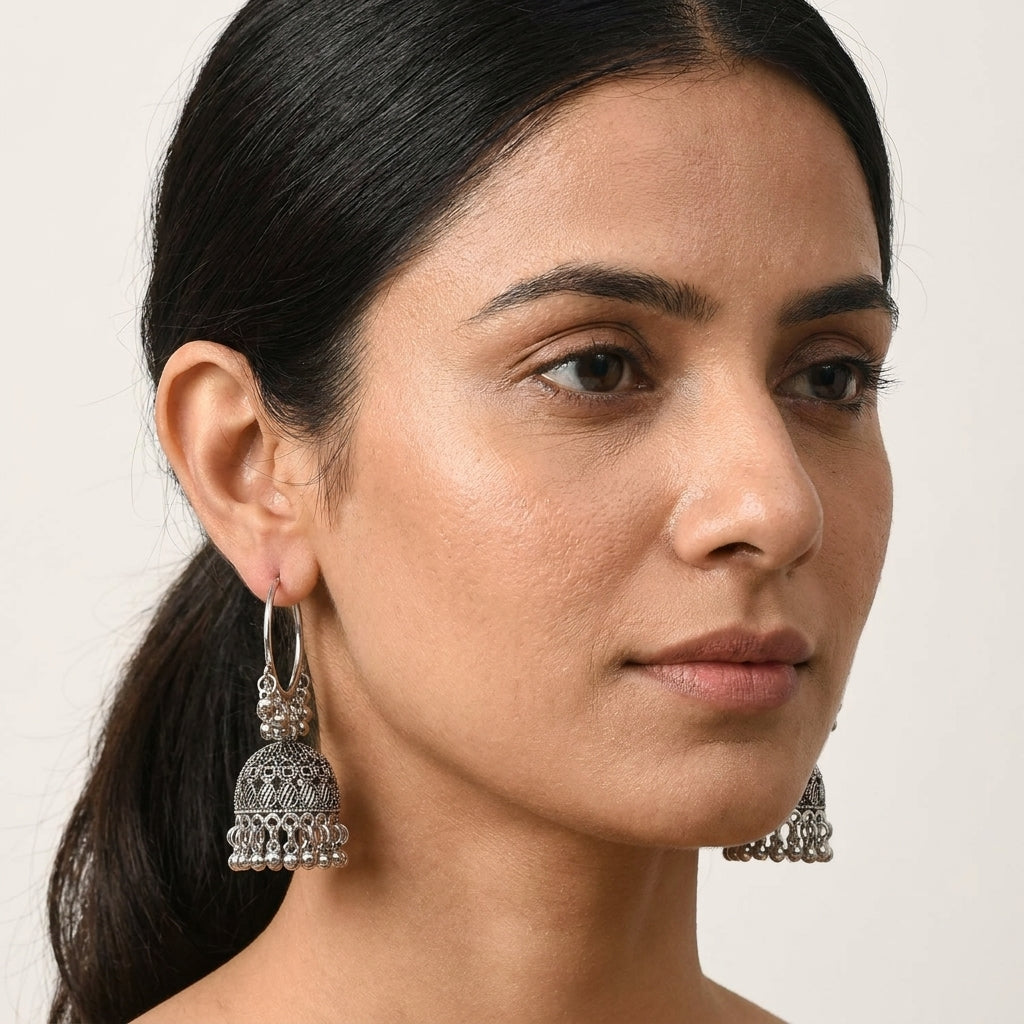 Pearl-Encrusted Chandbali Jhumka