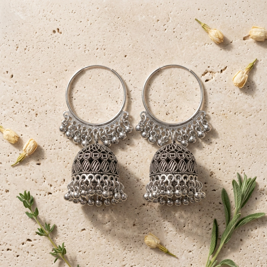Pearl-Encrusted Chandbali Jhumka