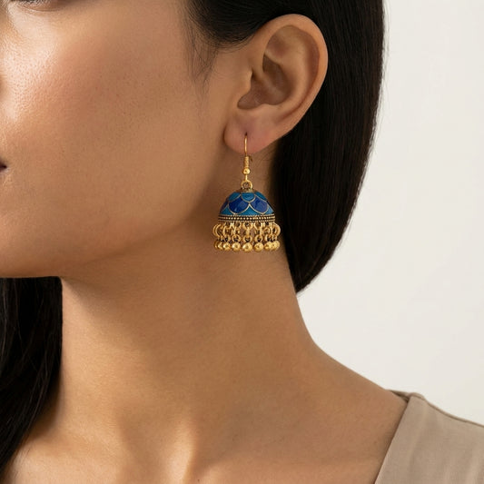 Aesthetic Royal Scalloped Enamel Jhumka